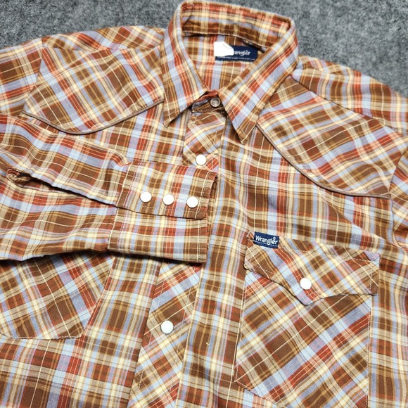 Wrangler Tops - Wrangler Womens Vintage Pearl Snap Western Plaid Long Sleeve Shirt Medium Cowboy